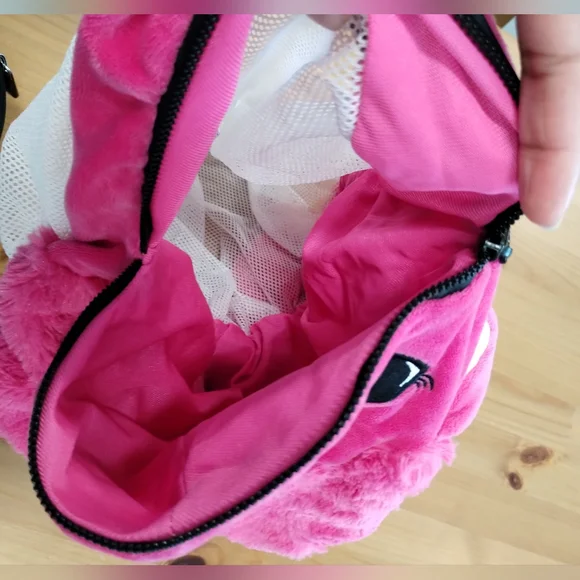 Cat Pretty Pink Soft Furry Toy Storage (Unfilled) Net with a Zipper Cushion Seat - Picture 7 of 10